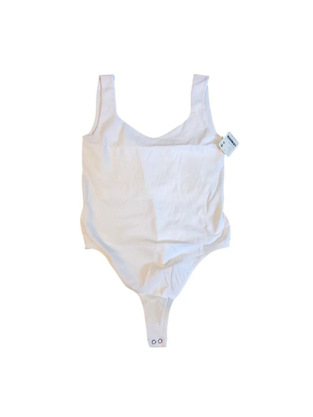Free People Intimately White Bodysuit Size  L/XL Nylon Spandex Scoop Neckline